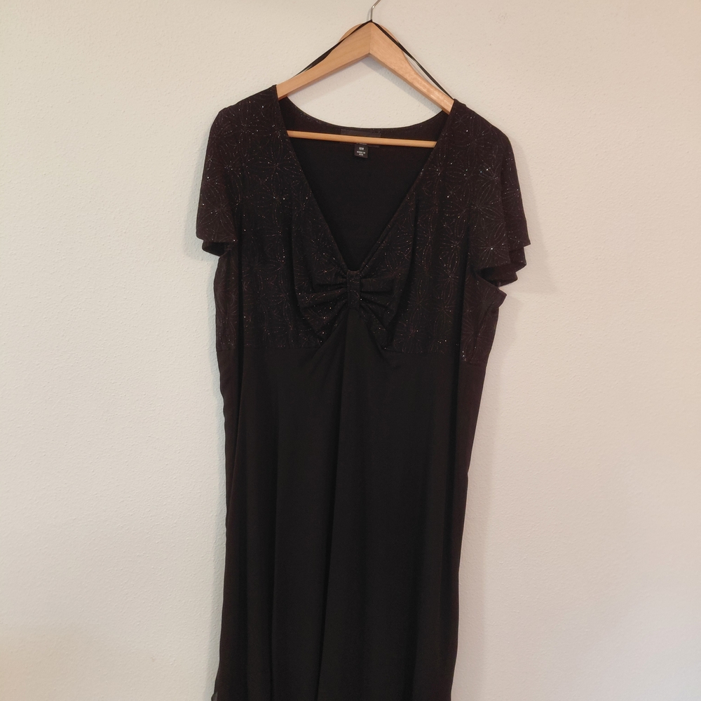 R&M Richards Black Dress with Bow Accent